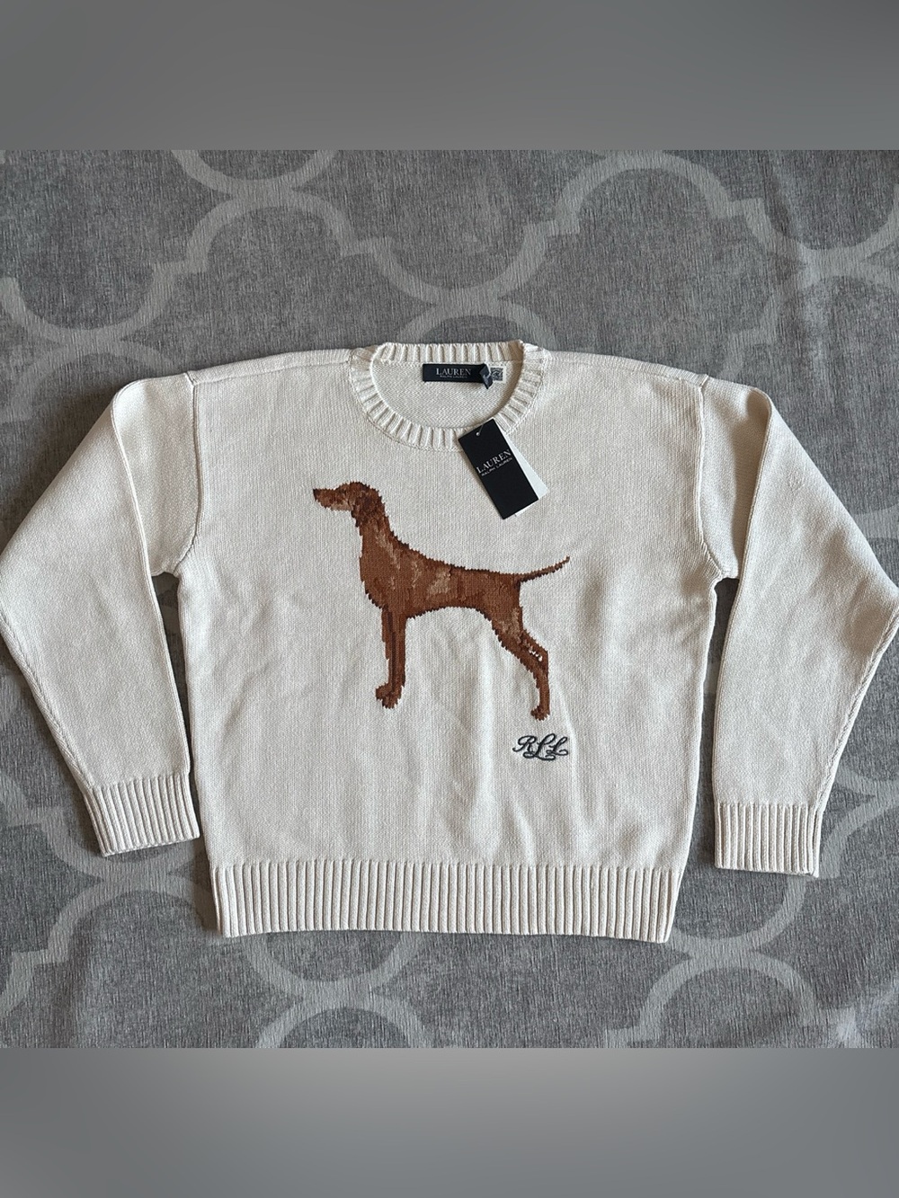 Ralph Lauren Intarsia-Knit Vizsla Dog Cotton Sweater NWT